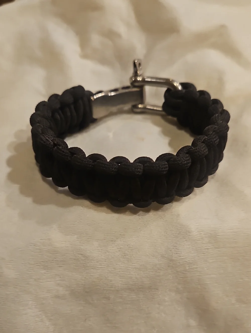Black Braided Paracord Men's Bracelet with Silver Clasp
